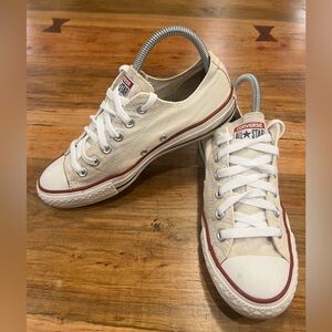 Converse Cream and Red Low-Top Sneakers